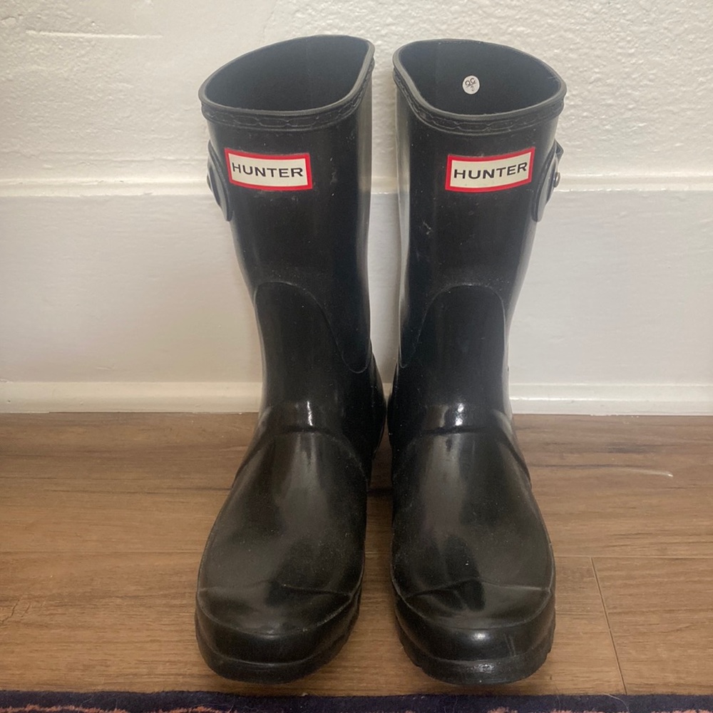 Hunter short black rain boots